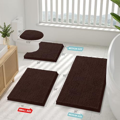 Smiry Bathroom Rugs 71X47, Luxury Chenille Extra Soft Absorbent Bath Mat