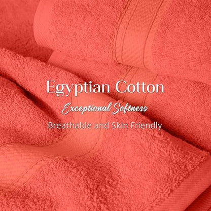 Superior Egyptian Cotton Plush & Absorbent, Bath Towel Set of 2, Coral
