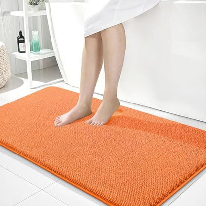 OLANLY Memory Foam Bathroom Runner Rugs 44x24, Absorbent Long Mat, Orange
