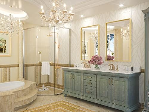 Keonjinn 24x36 Inch Gold Bathroom Mirror for Over Sink, Rectangular