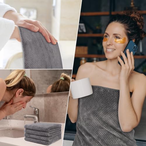 HOMEXCEL 8PK Bath Towel Set, Soft Absorbent, 2 Bath, 2 Hand, 4 Wash, Grey