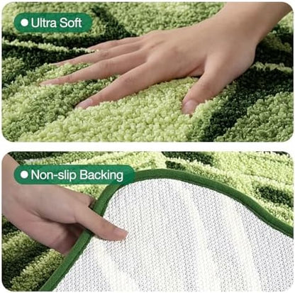 LUMI Bathroom Rug Green Leaf, Absorbent Non Slip Bath Mat, 23.5"x31.5"