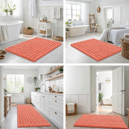 Smiry Bathroom Rugs 34X21, Extra Soft Rubber Backing Chenille Bath Mats