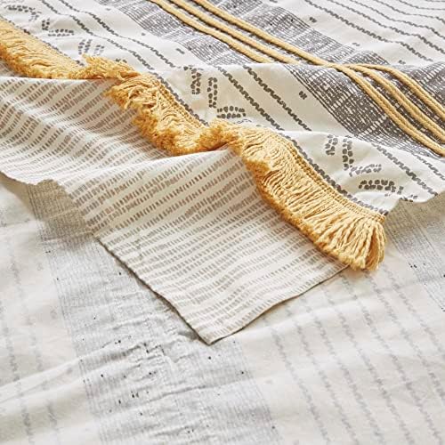 INK+IVY Cody Shower Curtain for Bathroom, Cotton, 72 x 72, Gray/Yellow