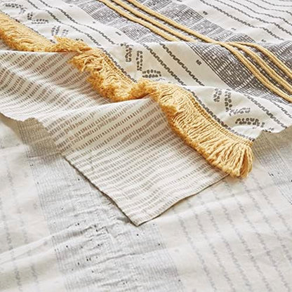 INK+IVY Cody Shower Curtain for Bathroom, Cotton, 72 x 72, Gray/Yellow