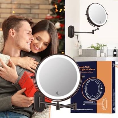 5000mAh Rechargeable Wall Mounted Lighted Makeup Mirror Double Sided 1X30X
