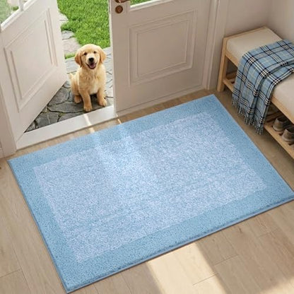 36x24 Bathroom Rugs Non Slip Washable, Soft Absorbent Bath Mat Light Blue