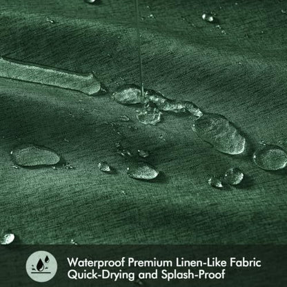 ANRODUO Dark Green Linen Textured Fabric Shower Curtain Set - W72xL84