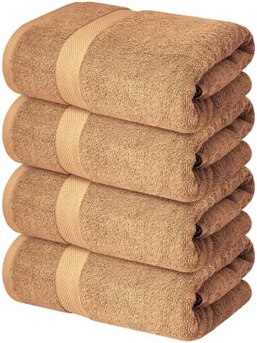 Infinitee Xclusives 100% Ring-Spun Cotton Bath Towels for Bathroom - Pack 4