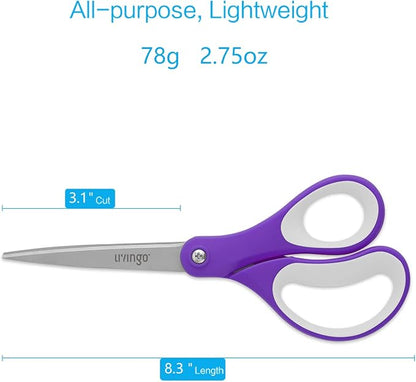 LIVINGO Scissors Bulk 24 Pack: 8” Sharp Scissors Set All Purpose for Office Middle High School Student Teacher Arts Crafts Supplies Cutting Wrapping Paper, Sewing Fabric Shears for Household