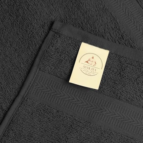Bath Towels Pack of 6 – 24" x 48" – 100% Cotton Terry, Soft, Quick-Dry & Highly Absorbent – Charcoal Grey Towels for Bathroom, Spa, Gym, Hotel, Pool & Everyday Use