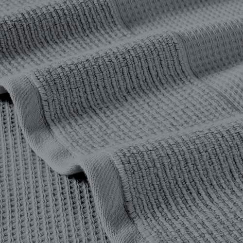 Modern Threads Waffle-Rib 6-Piece Towel Set – Premium Cotton Bath Towels, Ultra-Absorbent & Soft, Elegant Waffle Texture for Bathroom & Spa, Carbon