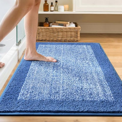 48x32 Large Bathroom Rugs Non Slip Washable, Soft Absorbent Bath Mat Blue