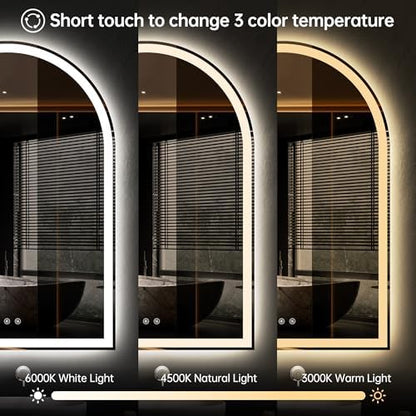 24"x36" Arched LED Lighted Bathroom Mirror with Lights