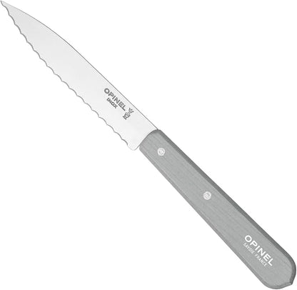 OPINEL Les Essentials - Small Kitchen 4 Piece Knife Set - Paring, Serrated, Peeler, Vegetable Knife, Corrosion Resistant High Carbon Steel, Made in France (Art Deco)