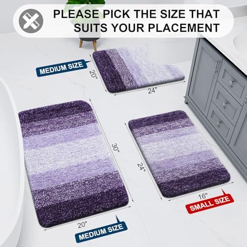 Arotive Microfiber Bathroom Rugs, Shaggy Soft Absorbent Bath Rug, 47x17