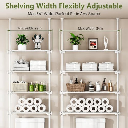 ALLZONE Tension Mount Over The Toilet Storage Shelf, No-Drill, Slim Design