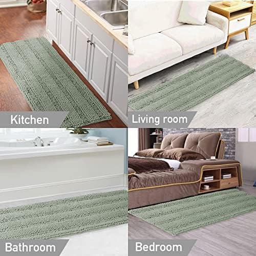 Turquoize Bathroom Runner Rug 20"x59", Soft Absorbent Chenille Bath Rug