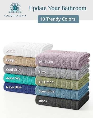 Casa Platino Bathroom Towel Set 24 Piece Soft Absorbent - Steel Blue