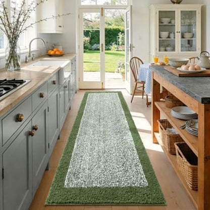 70x24 Bathroom Rugs Non Slip Washable, Soft Absorbent Bath Mat Matcha Green