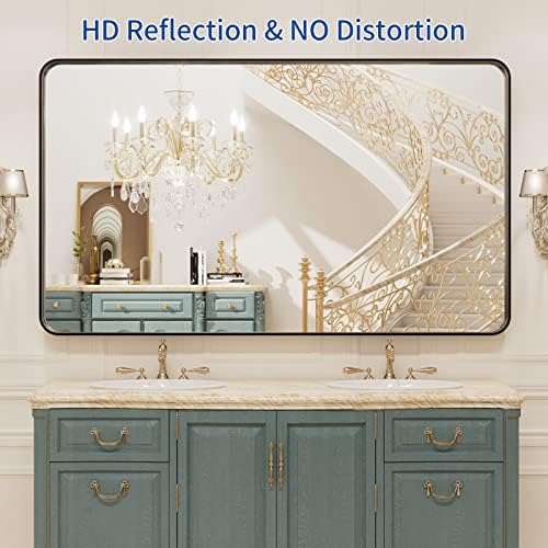 WEER Black Bathroom Vanity Mirror 50X30 Inch