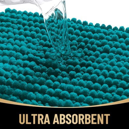 OLANLY Thick Chenille Small Bathroom Rugs Mats 24x16, Deep Lake