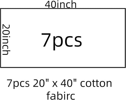 7 pcs Cotton Fabric DIY Making Supplies Quilting Patchwork Fabric Fat Quarter Bundles DIY for Quilting Cotton Patchwork Cushions (Peony, 20" x 40")