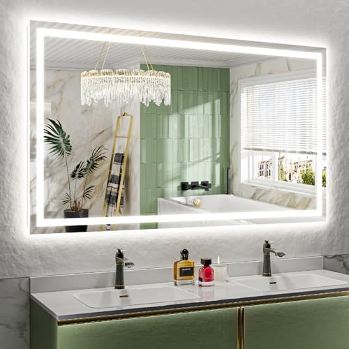 66x40 LED Bathroom Mirror with Lights, Lighted Vanity Mirror