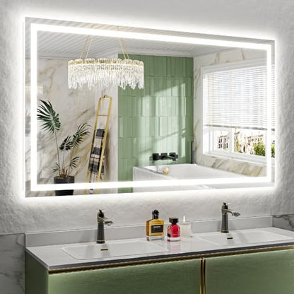 66x40 LED Bathroom Mirror with Lights, Lighted Vanity Mirror