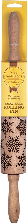 Mrs. Anderson’s Baking Embossing Rolling Pin, Snowflake Design, European Beechwood