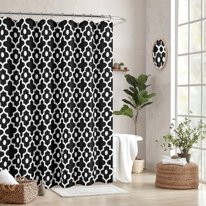 Fabric Modern Extra Long Shower Curtains for Bathroom-Black and White