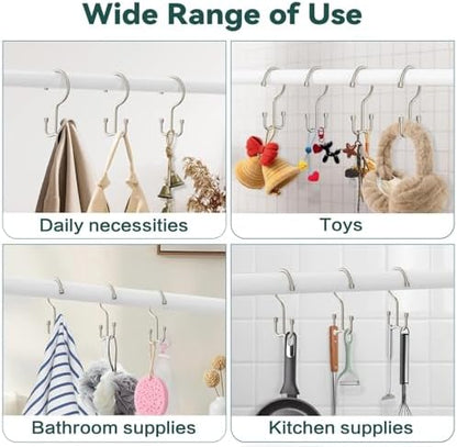 Goowin Shower Curtain Hooks, Shower Curtain Rings, Metal Shower Curtain Hangers Rust Proof, Double Glide Shower Rings for Curtain, Shower Hooks for Shower Curtain, Matte Nickel, 24 Pack-Cylinders