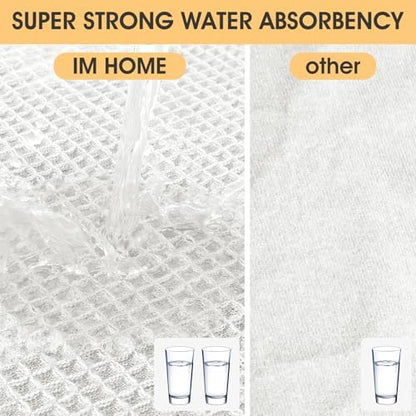 IM HOME Waffle Bath Mat White 24"x17",Boho Woven Modern Bath Mat Rugs, Absorbent Non Slip Bathroom Rugs, Soft Washable Bath Rugs with Tassels for Bedroom, Kitchen, Shower, Tub