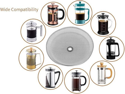 2.6 Inch Filter Parts for 12 oz French Press 3 Pieces Stainless Steel Set Containing Spiral Disk, Small Little Coffee Press Mesh Screen for Sivaphe 350ml Coffee Maker