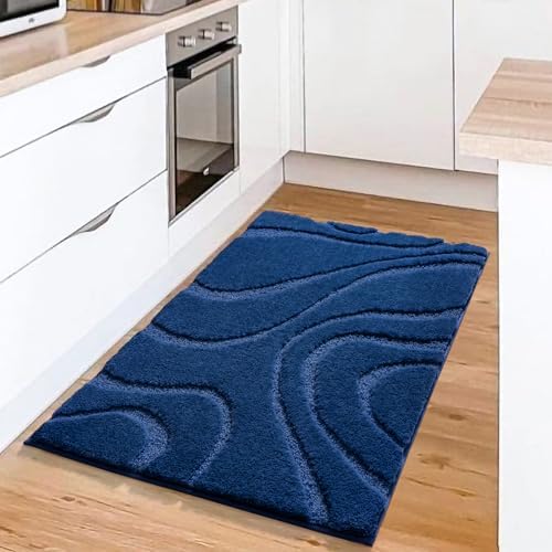 DEXDE Bathroom Rugs Non-Slip Mat for Bathroom Floor Shower 24x36 Navy Blue