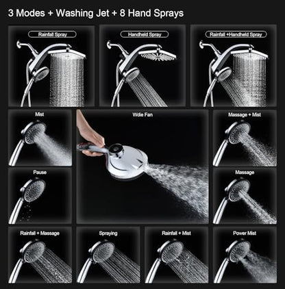 Rain Shower Head with Handheld Showerhead, Chrome 1.8GPM 460311