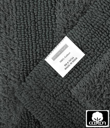 COTTON CRAFT Bath Rugs - 2 Pack Large 20x30 Soft Plush Bath Mats - Charcoal