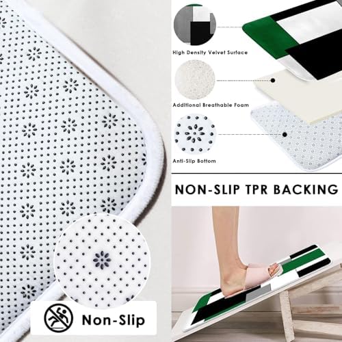 Bathroom Sets with Shower Curtain and Rugs, 4 Pcs, Geometric Green