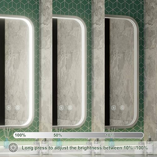 40"x30" Silver LED Bathroom Mirror,Adjust 3000K/4500K/6000K Light
