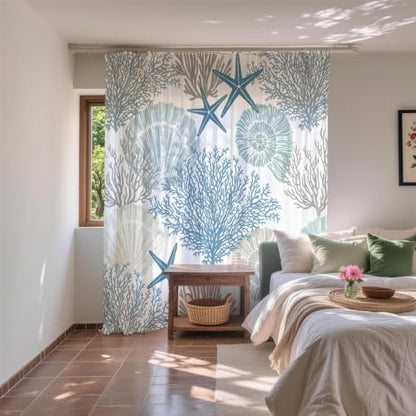 Cute Summer Ocean Shower Curtain Modern Luxury Coastal Seashell Nautical