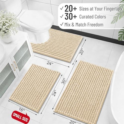 OLANLY Bathroom Runner Rugs 47x20, Thick Soft Absorbent Chenille Bath Rugs