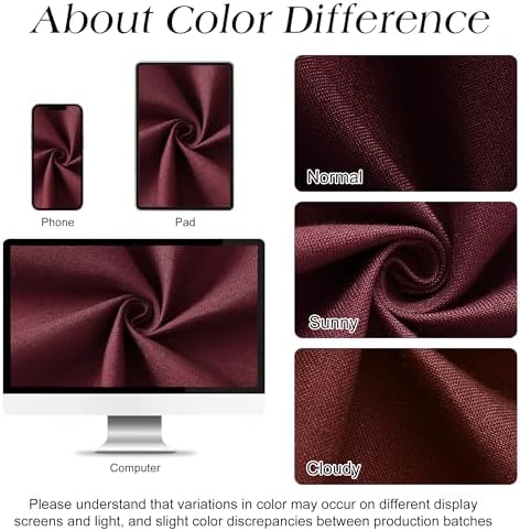 Naturoom Linen Shower Curtain 72 Inch Long for Bathroom Burgundy 1 Panel