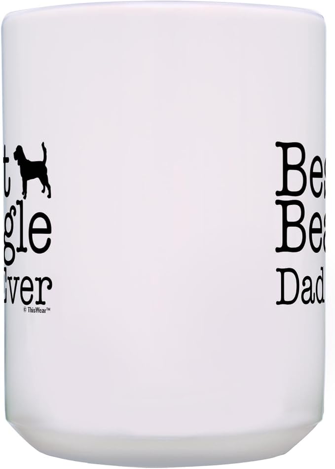 ThisWear Dog Dad Gifts For Men Best Beagle Dad Ever 15oz Ceramic Coffee Mug with Handle