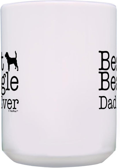 ThisWear Dog Dad Gifts For Men Best Beagle Dad Ever 15oz Ceramic Coffee Mug with Handle