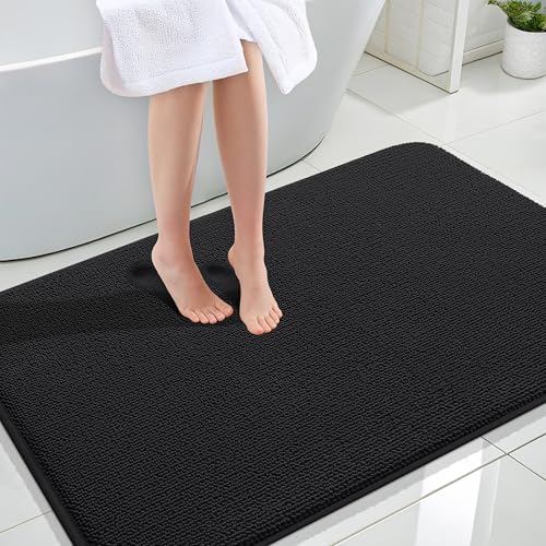 OLANLY Memory Foam Large Bathroom Rugs 44x32, Absorbent Bath Mat, Black