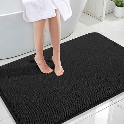 OLANLY Memory Foam Large Bathroom Rugs 44x32, Absorbent Bath Mat, Black