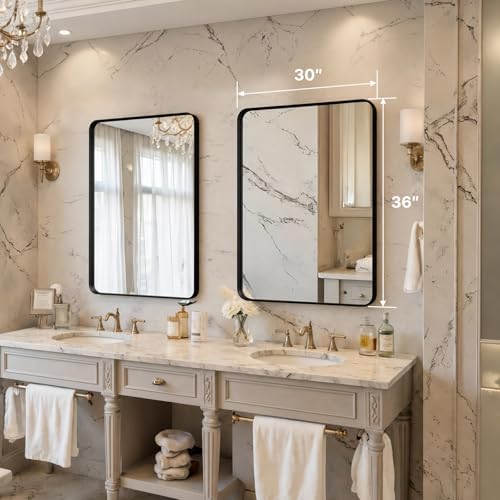 36"x30" Bathroom Vanity Mirror for Wall Aluminum Framed Farmhouse Rectangle