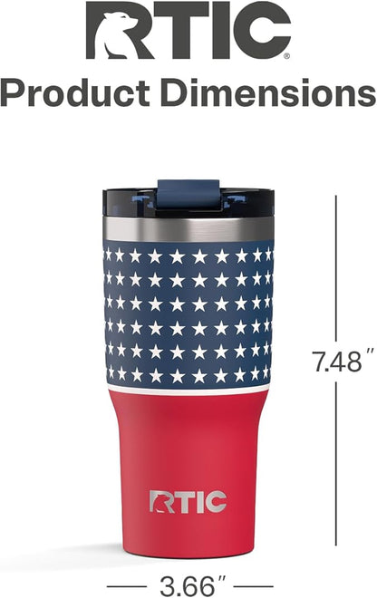 RTIC 20oz Essential Tumbler with Lid, Ceramic Lined, Insulated, Stainless Steel, Metal, Double Wall Vacuum-Insulation, Travel Cup for Iced Coffee, Tea, Hot and Cold Drink, Stars