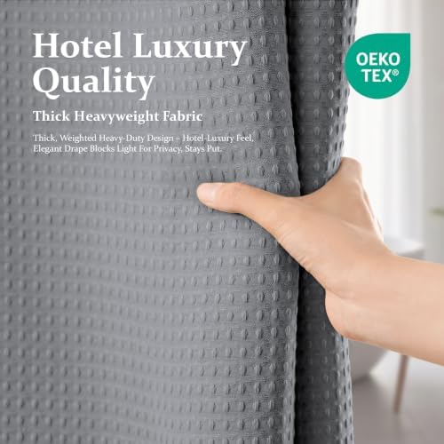 Dynamene Stall Waffle Shower Curtain 256 GSM Heavy Fabric 48x72 Grey/Gray
