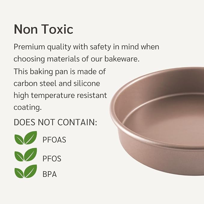 HAPPIELS 9in Raund Cake Pan 2-Pack Nonstick, PFOA & BPA Free | Quality Non Stick 9 inches Layer Circle Cake Pan 2 inches Deep | Best 9in Baking Pan Nontoxic | 9inch 9inches Cake Pans Set